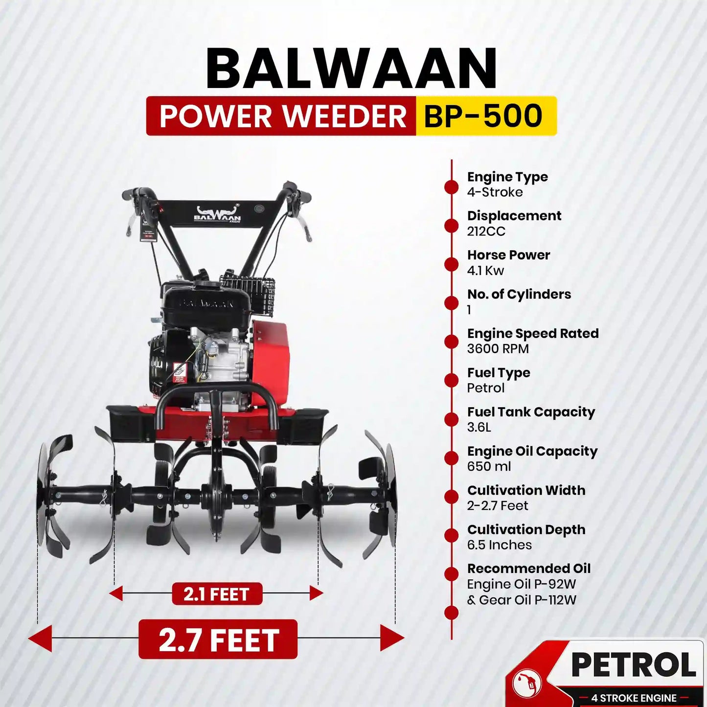 Balwaan 7 HP Power Weeder | BP - 500 by Balwaan | KrishiGears