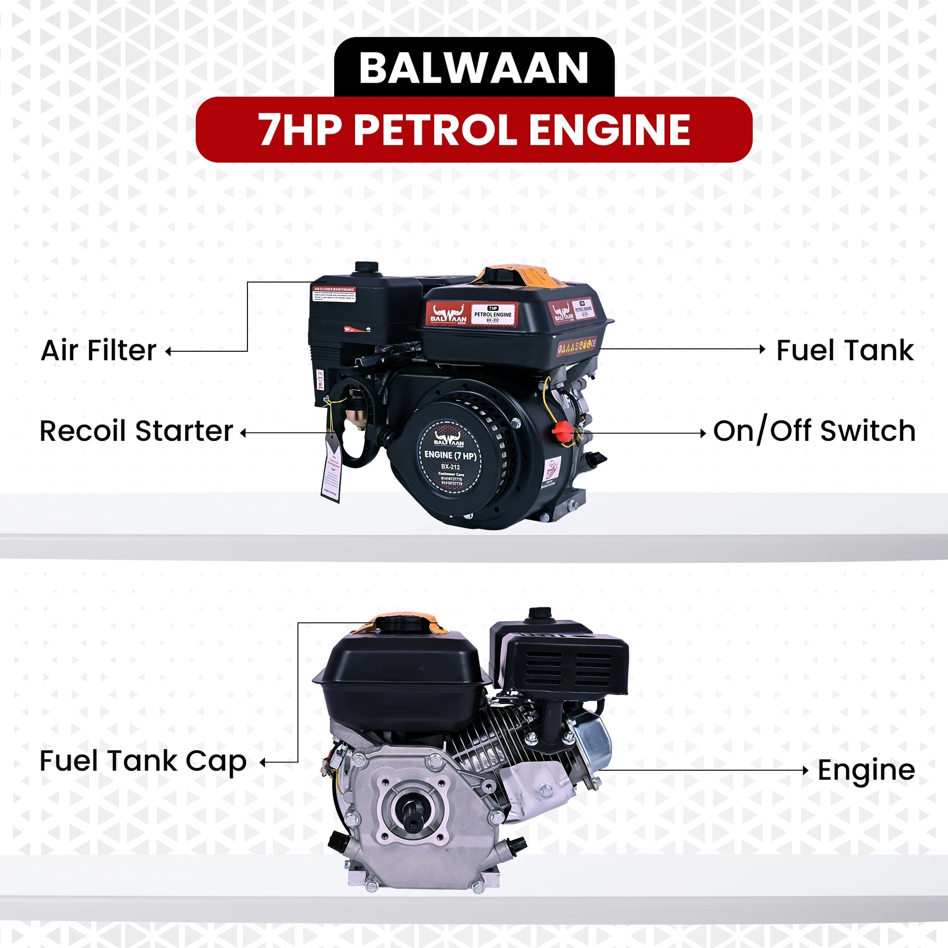 Balwaan 7 HP Bare Petrol Engine | BX-212