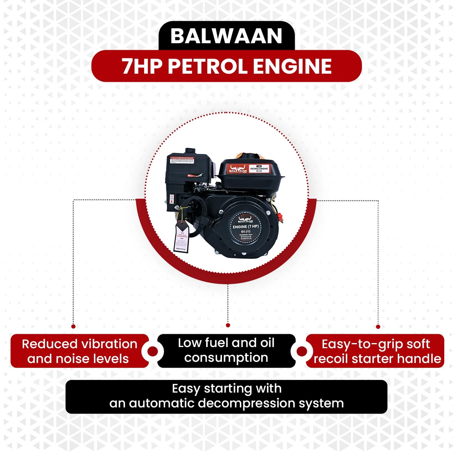 Balwaan 7 HP Bare Petrol Engine | BX-212