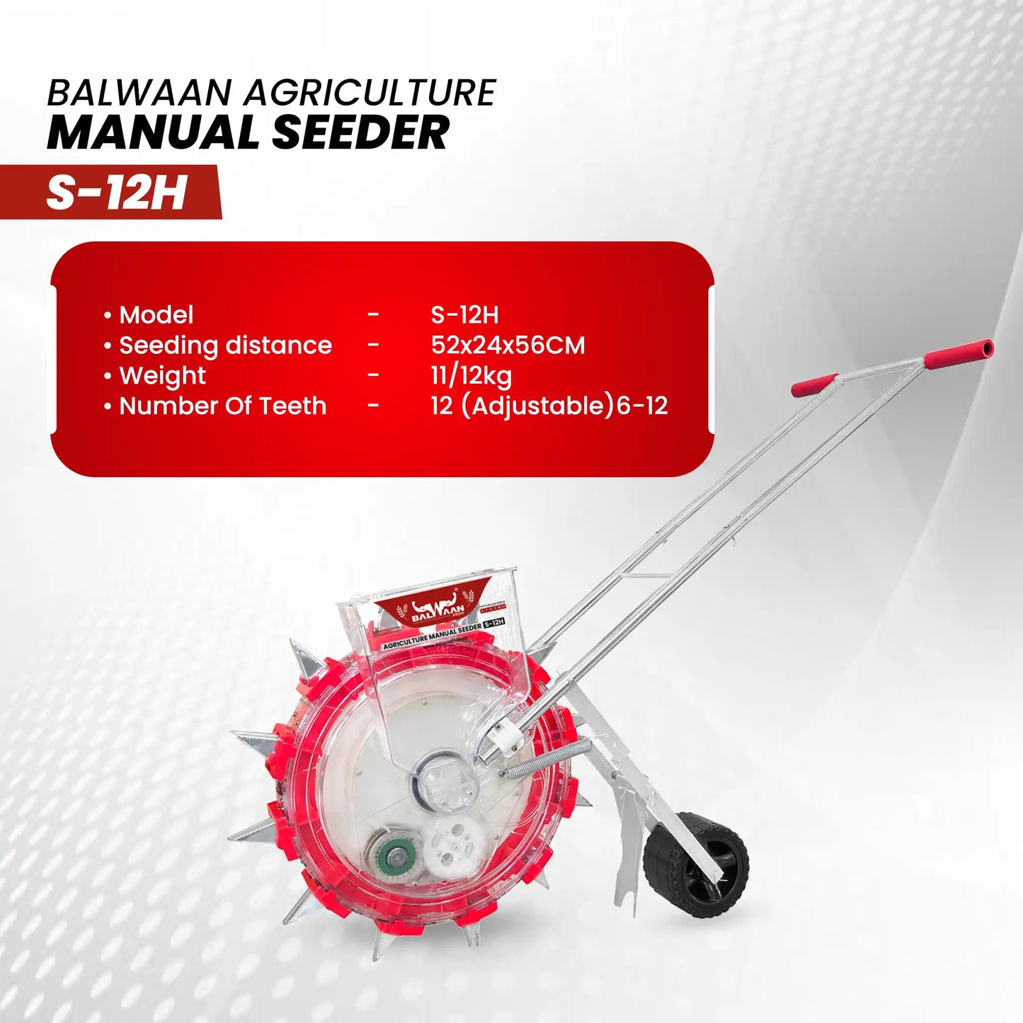 Balwaan S-12H Manual Seeder | Multi-Crop Seed Planter for Agriculture