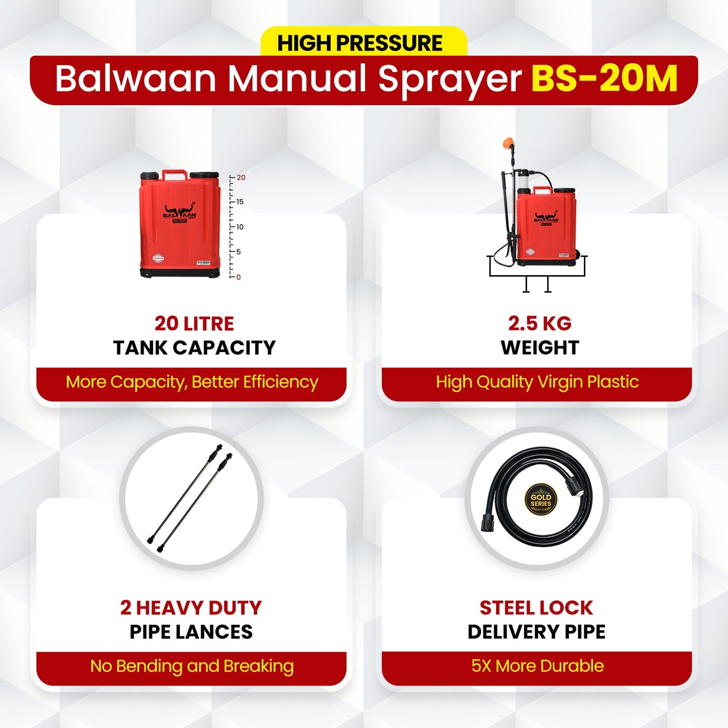 Balwaan BS - 20M Manual Sprayer (20 Liters) by Balwaan | KrishiGears