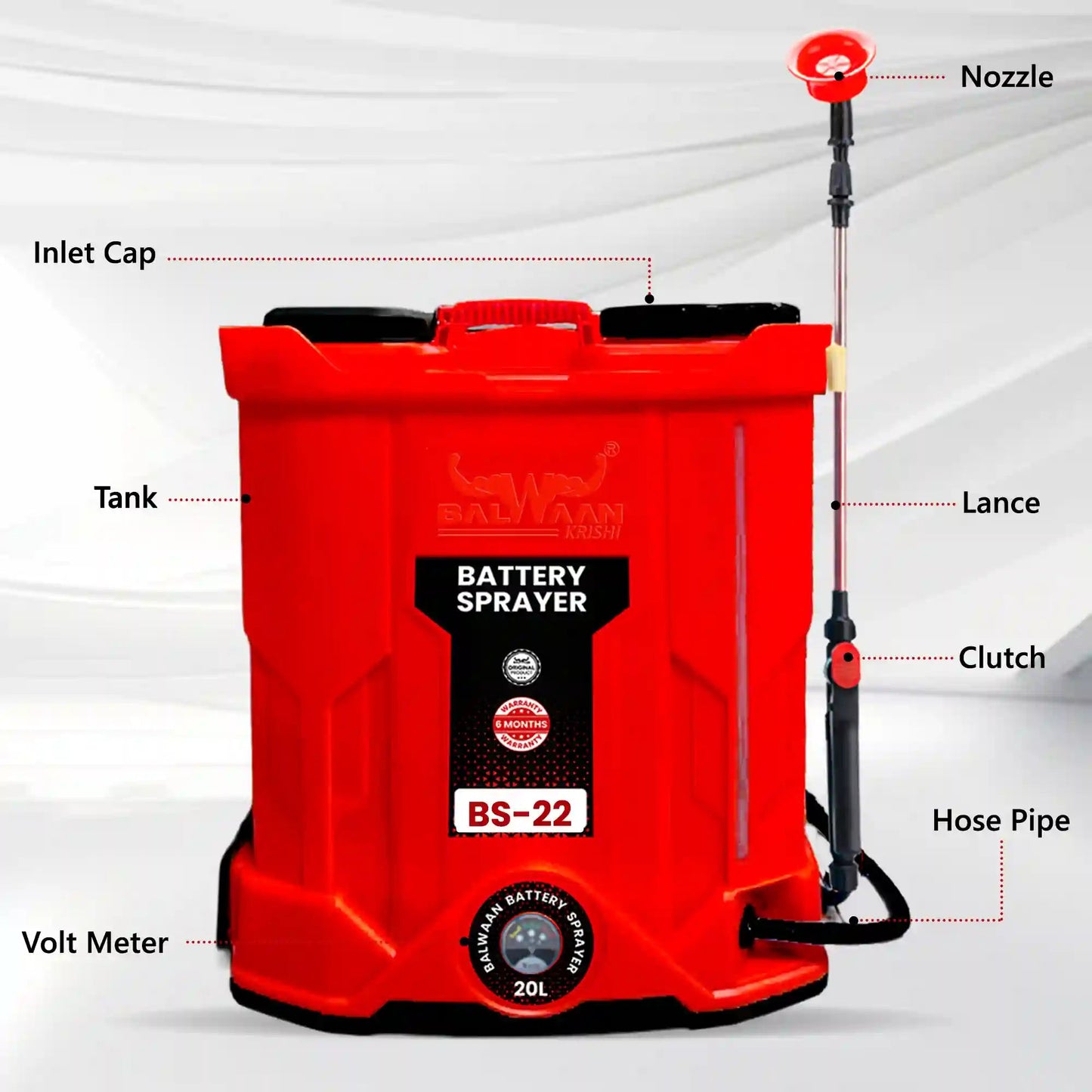 Balwaan BS - 22 Single Motor Battery Sprayer| 12x12 by Balwaan | KrishiGears