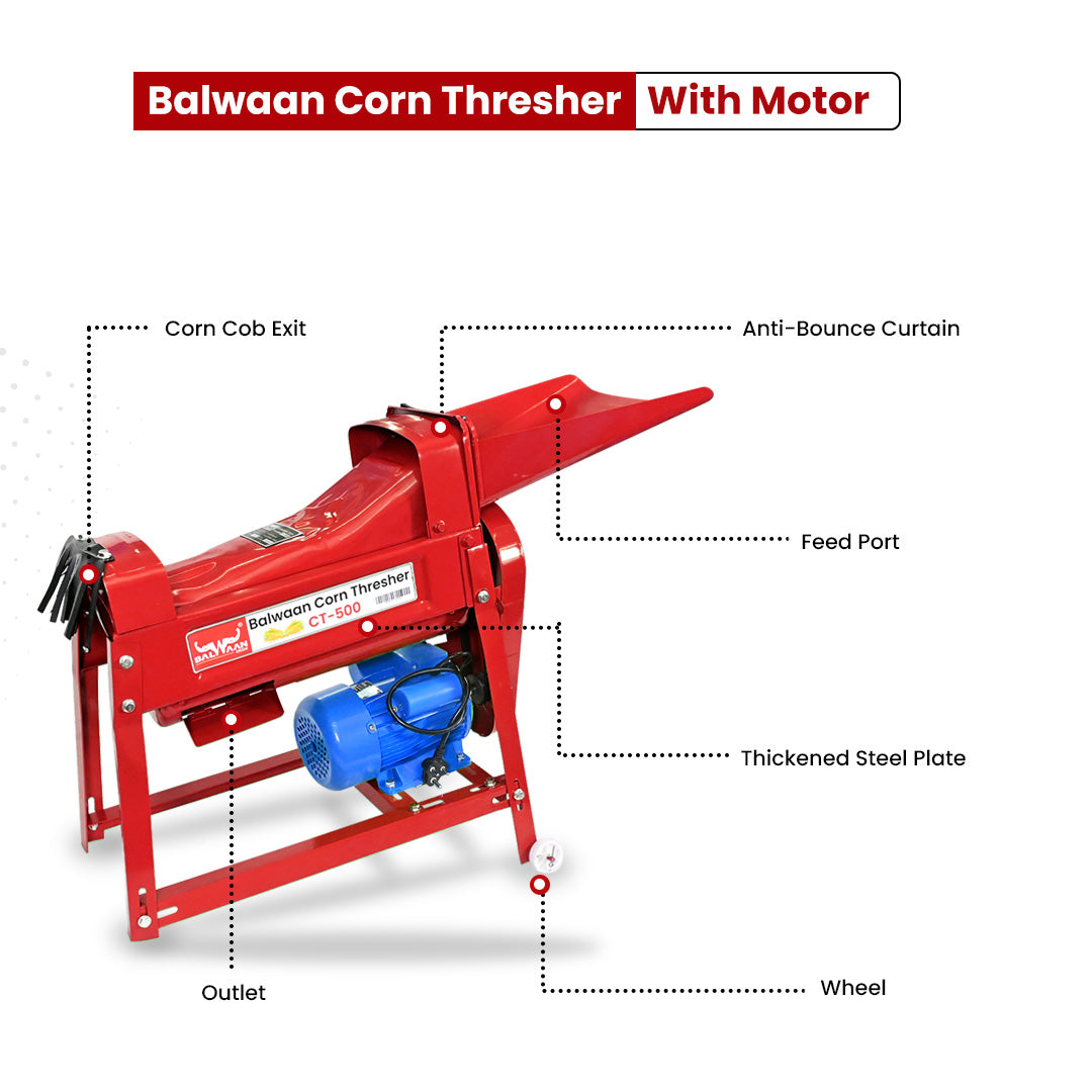 Balwaan Corn Thresher CT-500 With Motor (Red)
