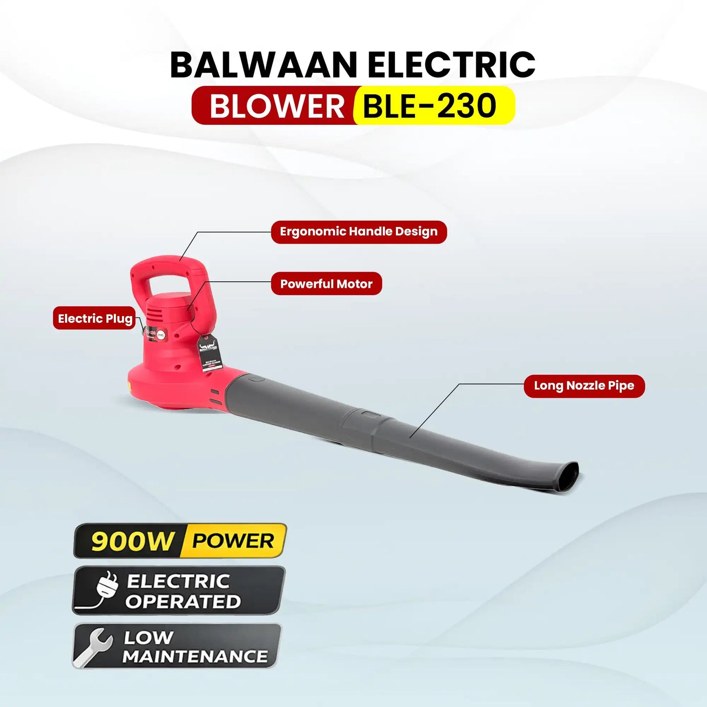 Balwaan Electric Blower BLE - 230 – 900W High Speed Electric Air Blower for Cleaning & Drying by Balwaan | KrishiGears
