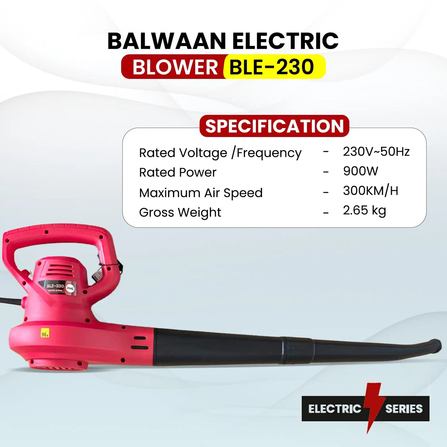 Balwaan Electric Blower BLE - 230 – 900W High Speed Electric Air Blower for Cleaning & Drying by Balwaan | KrishiGears