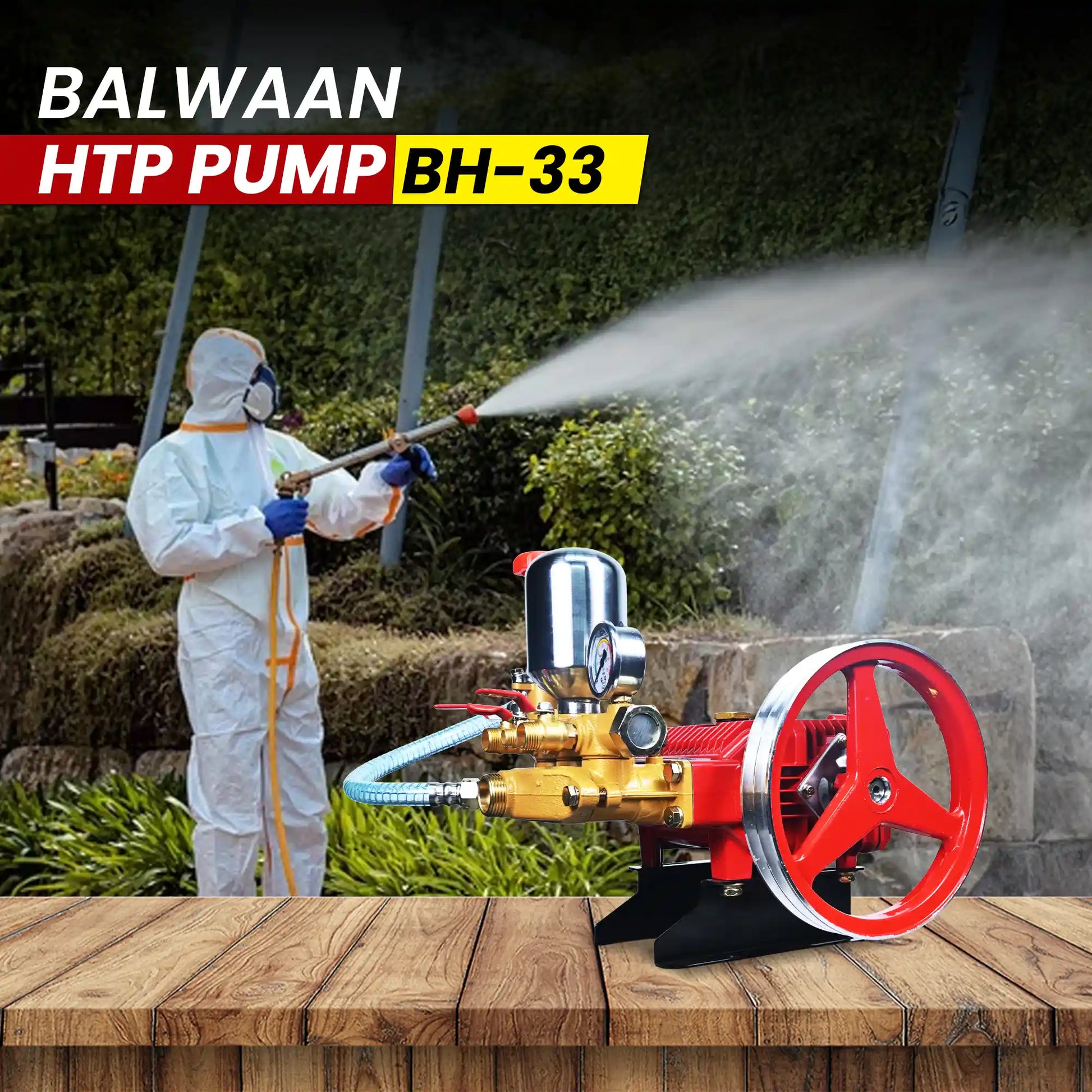 Balwaan HTP Pump BH-33 | High Pressure Triple Piston Sprayer Pump For Agriculture,Orchard,Car & Bike Washing