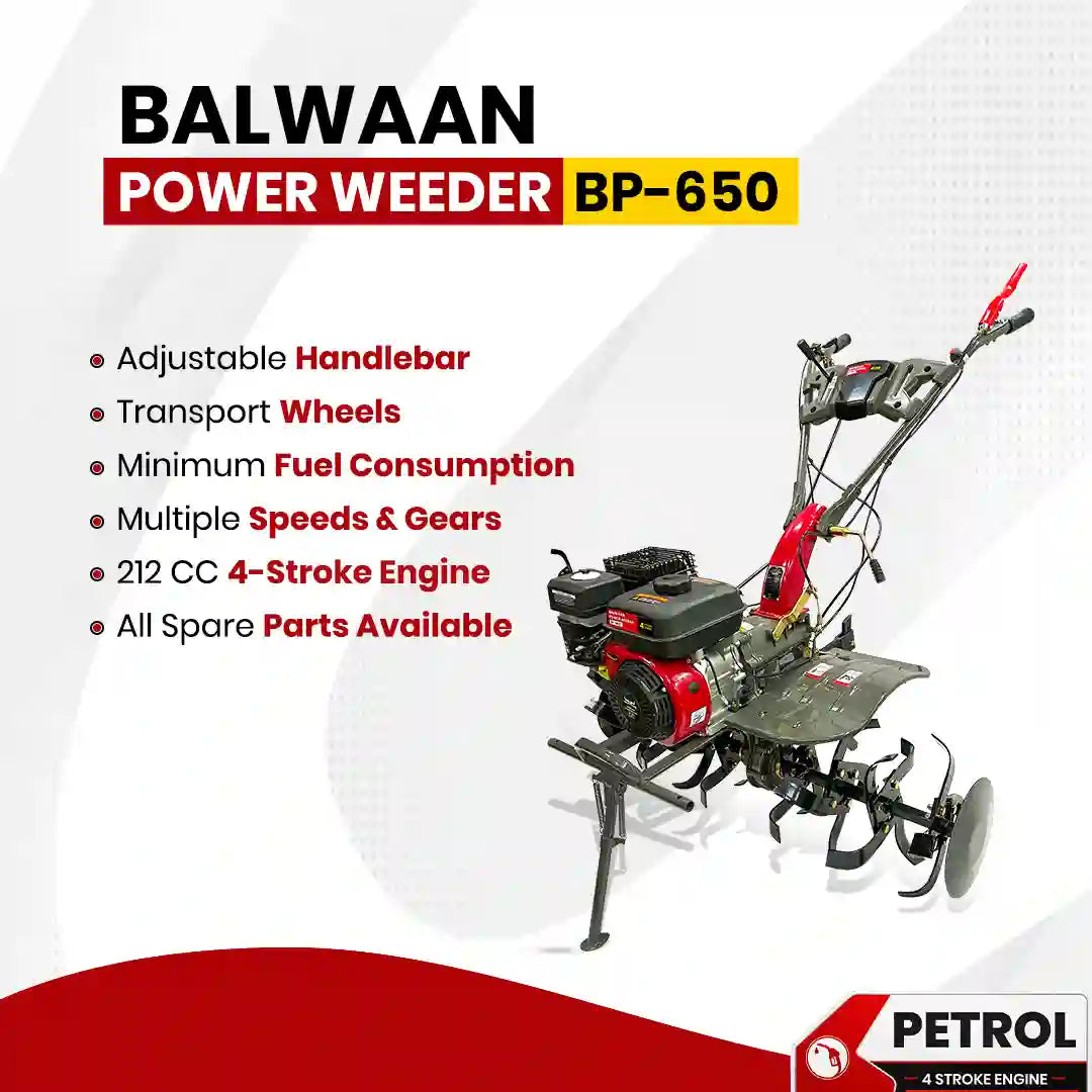 7HP Power Weeder BP-650 | 212cc Multi Attachment Weeding Machine | Perfect for all types of Soil Preparation