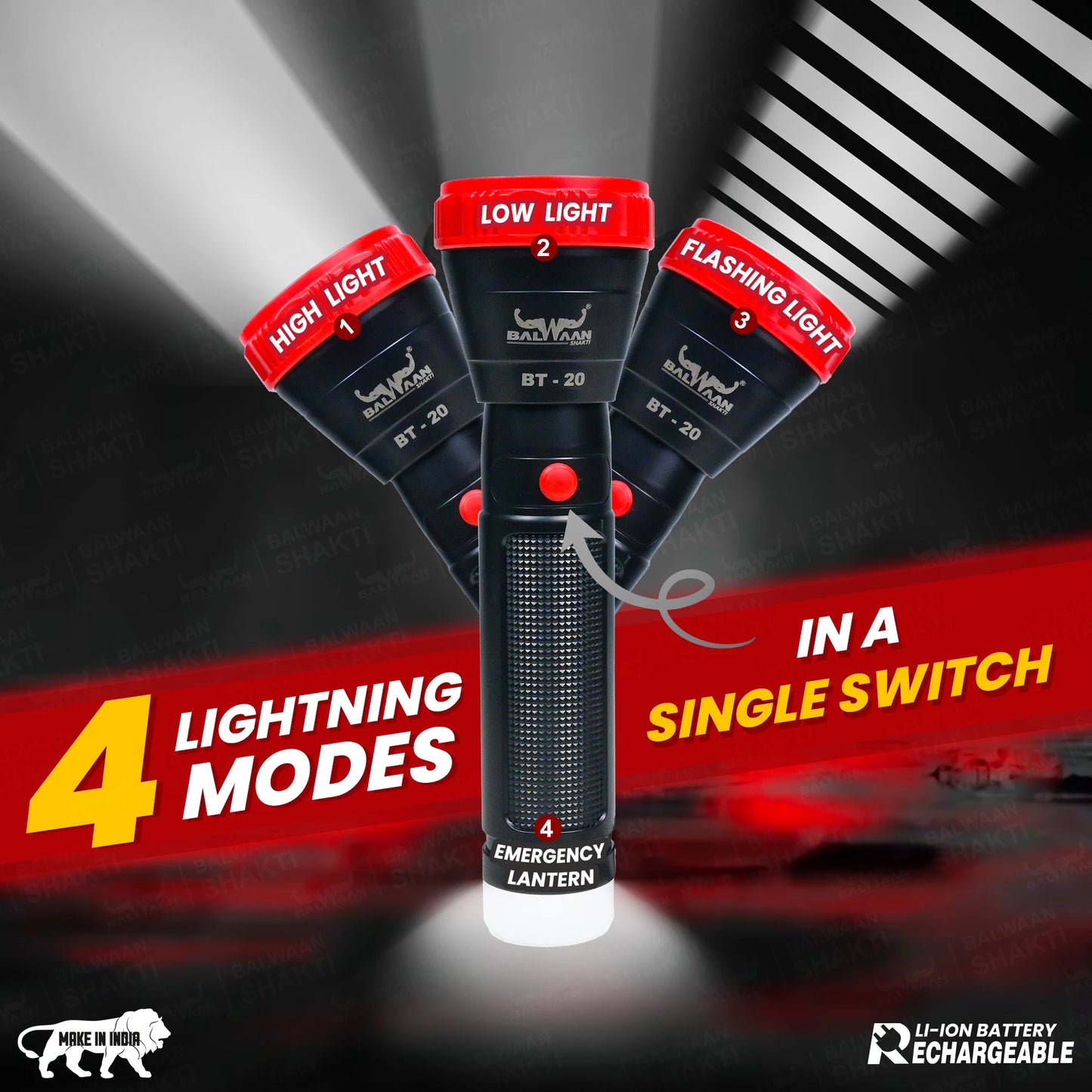 Balwaan Rechargeable BT-20 LED Search Light Torch  | Candle Light | Best for Trekking, Agricultural, Outdoor Activities