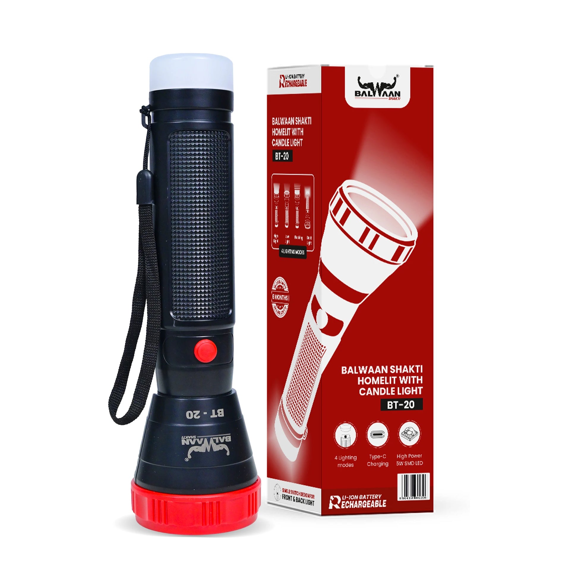 Balwaan Rechargeable BT-20 LED Search Light Torch  | Candle Light | Best for Trekking, Agricultural, Outdoor Activities