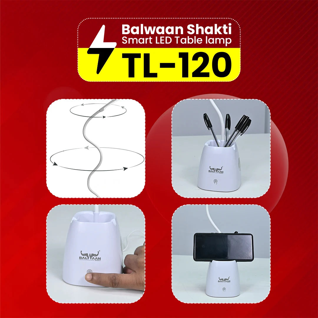 Balwaan Shakti Smart LED Table Lamp | TL-120 | Touch Control | Flexible Neck & 3 Light Modes