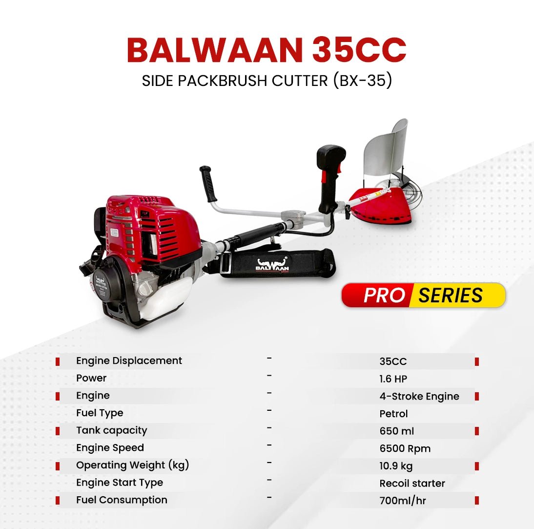 Balwaan Side Pack Brush Cutter BX - 35 Pro | Powerful 35cc Engine by Balwaan | KrishiGears