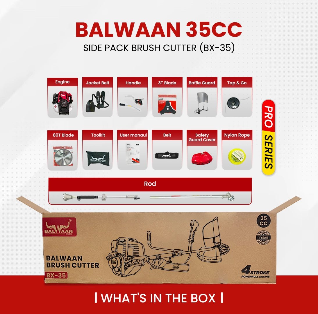 Balwaan Side Pack Brush Cutter BX - 35 Pro | Powerful 35cc Engine by Balwaan | KrishiGears