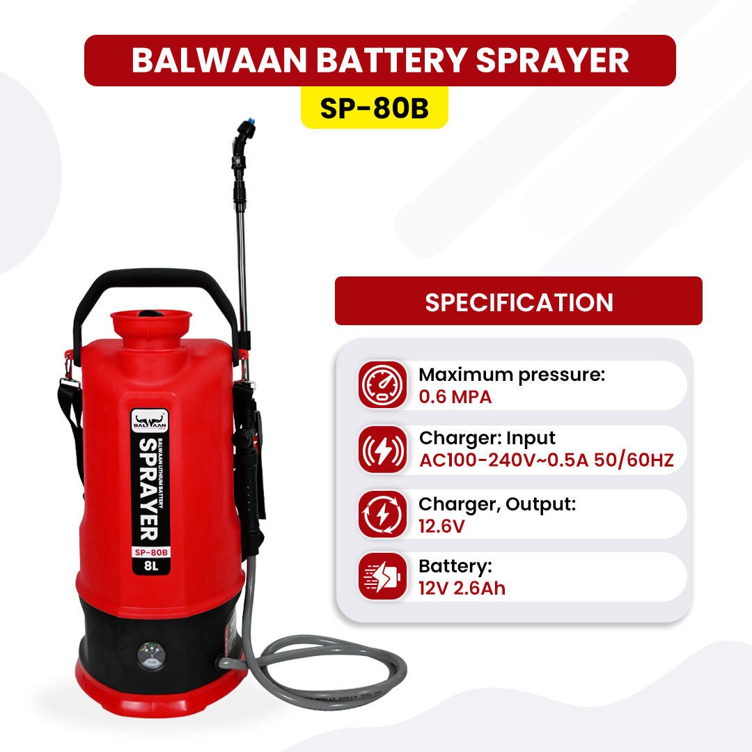 Balwaan SP - 80B Li - ion Battery Sprayer (8 Liters) by Balwaan | KrishiGears