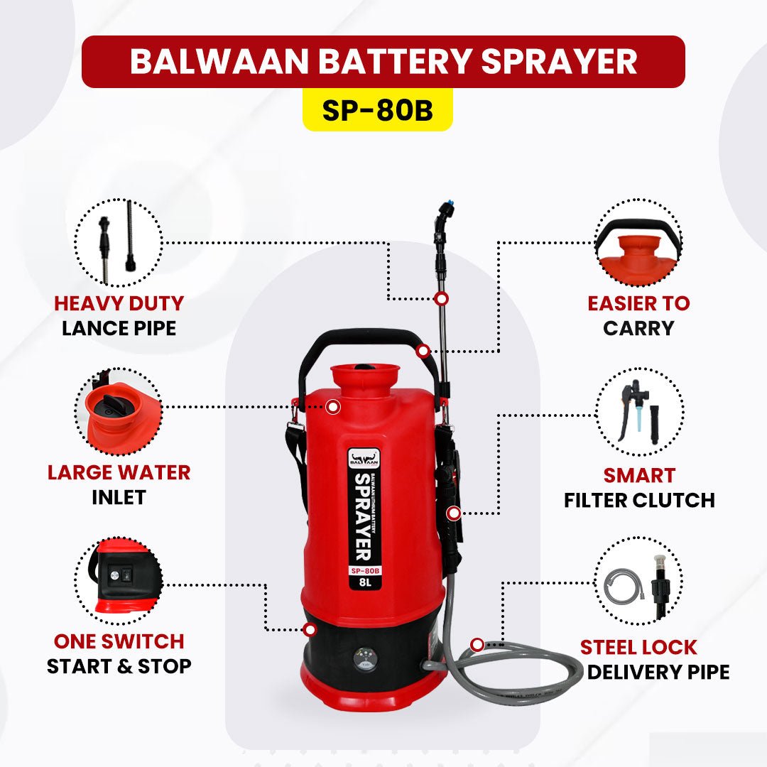 Balwaan SP - 80B Li - ion Battery Sprayer (8 Liters) by Balwaan | KrishiGears