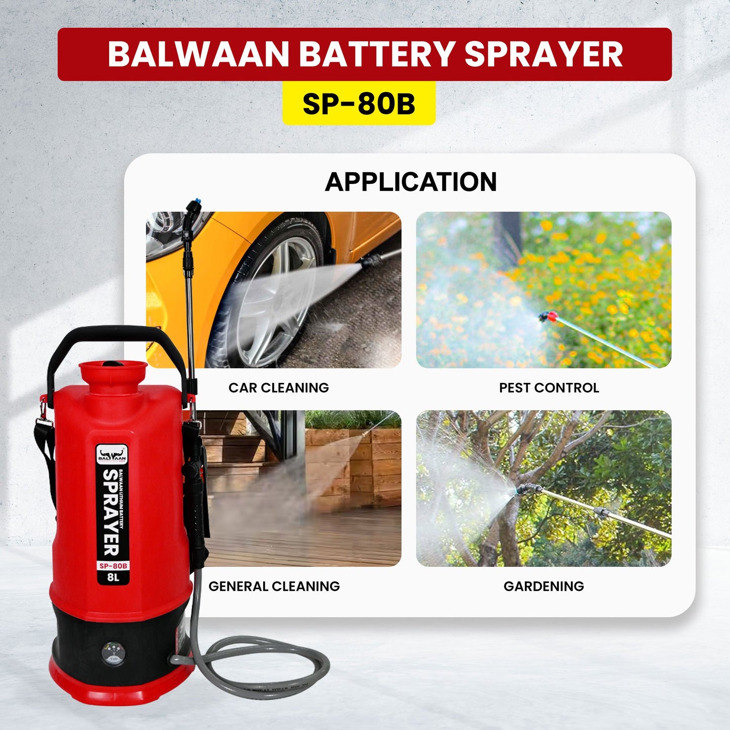 Balwaan SP - 80B Li - ion Battery Sprayer (8 Liters) by Balwaan | KrishiGears