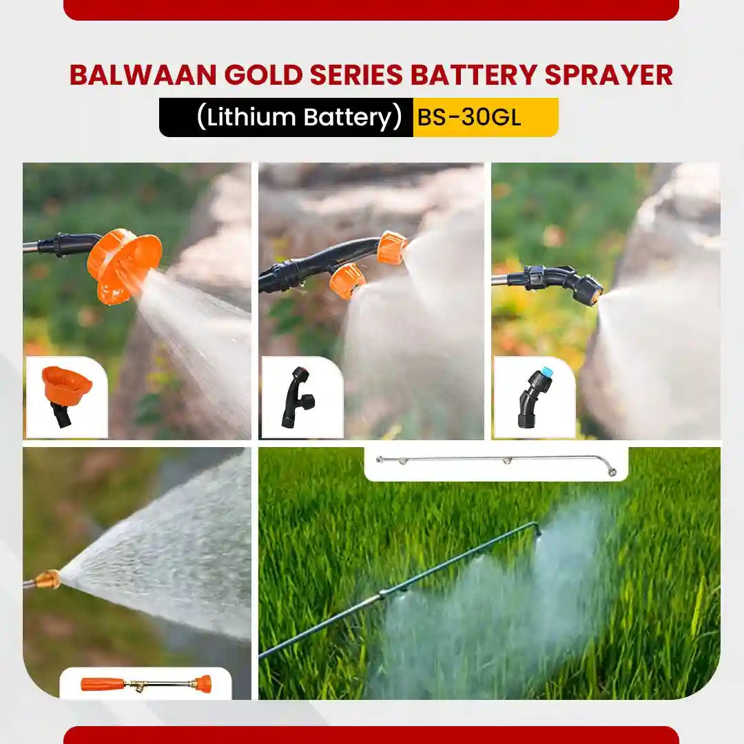 Balwaan Gold Series Battery Sprayer BS 30GL with Lithium-ion Battery | 12 Volts x 12 Ampere Double Motor High-Pressure A