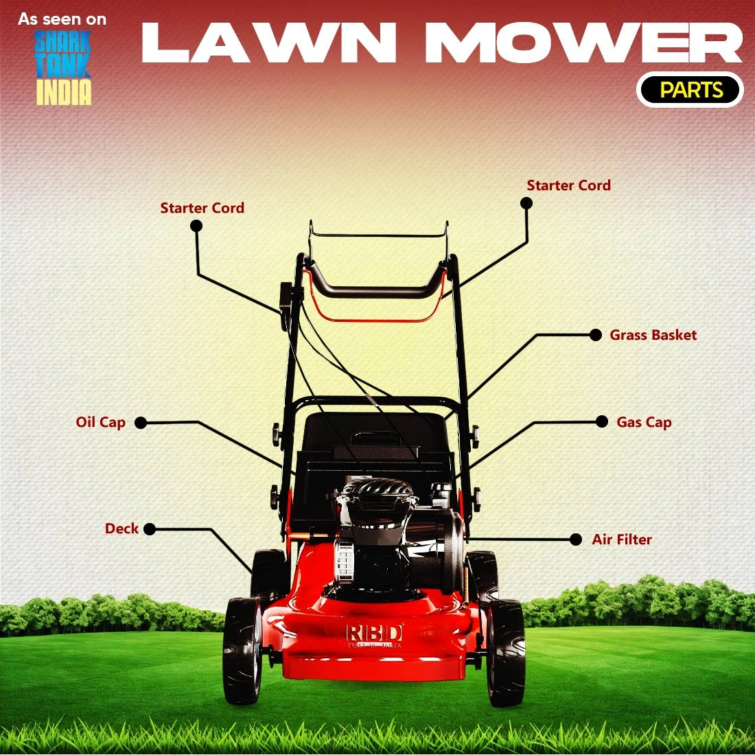 RBD 18-Inch Petrol Lawn Mower with 6HP 4-Stroke Engine - supplier gallery image 3