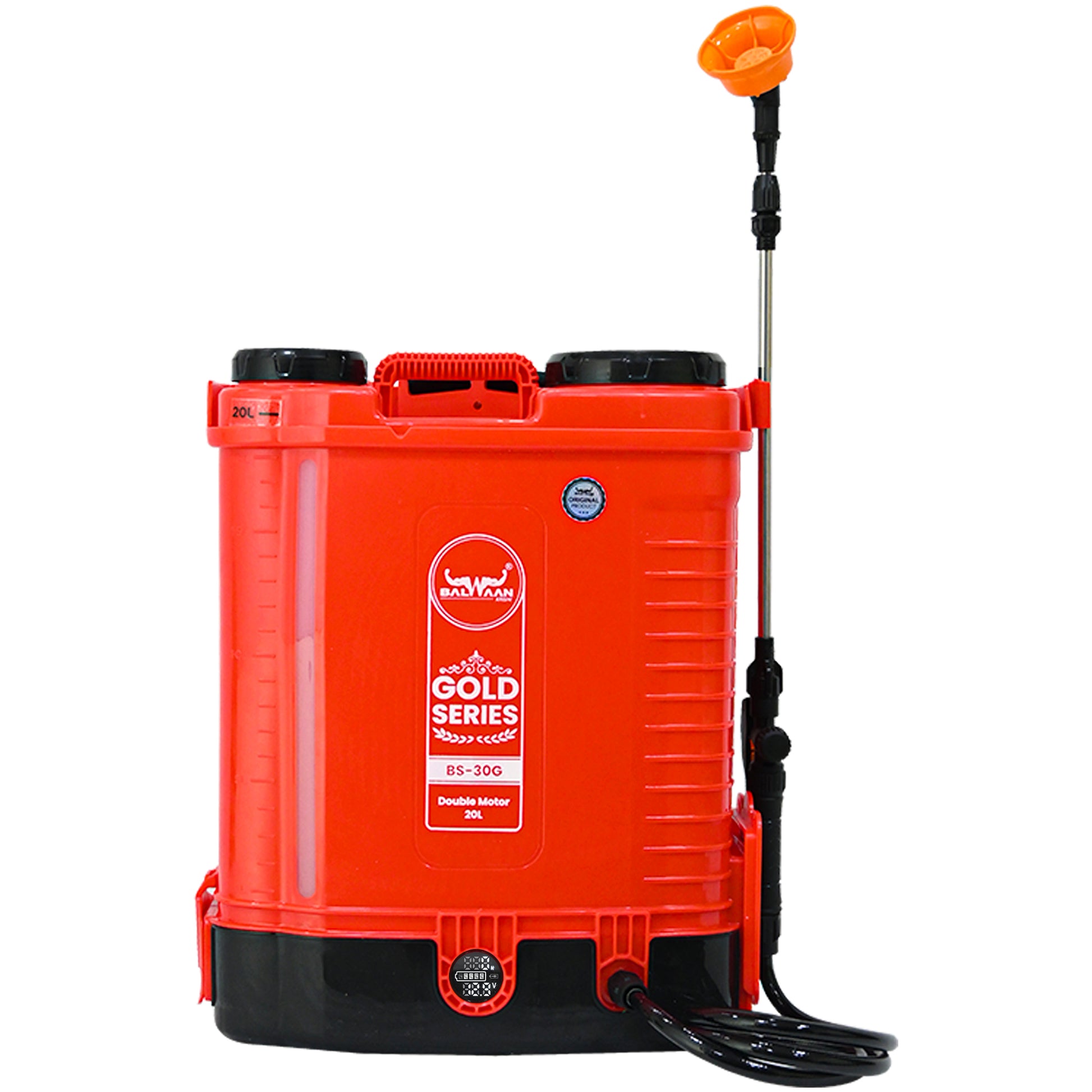 Balwaan Gold Series Battery Sprayer BS-30G 12 Volts x 12 Ampere Double Motor First Digital Battery Indicator|20 Litre Ta