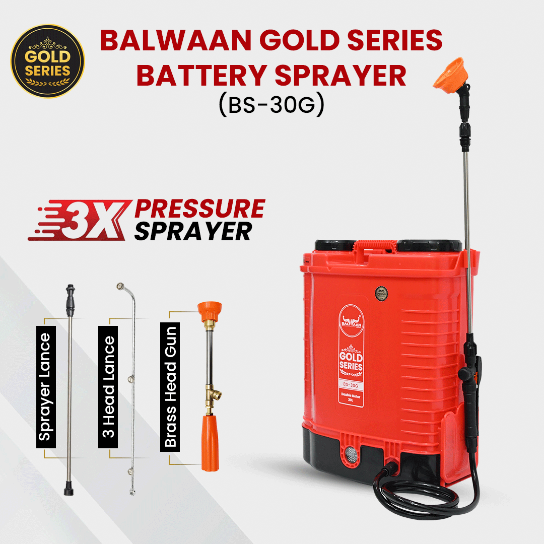 Balwaan Gold Series Battery Sprayer BS-30G 12 Volts x 12 Ampere Double Motor First Digital Battery Indicator|20 Litre Ta