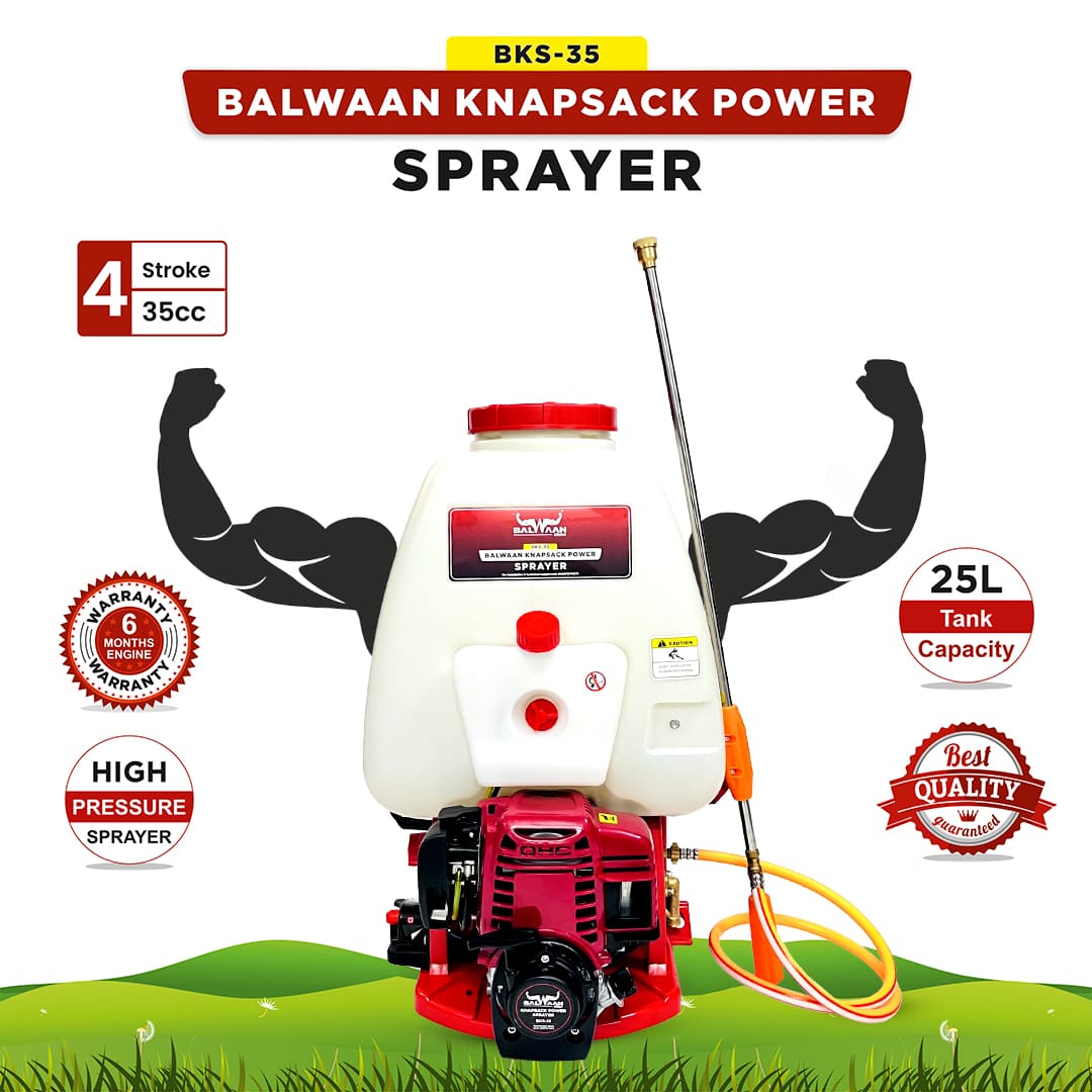 Balwaan Knapsack Agricultural Power Sprayer BKS-35 | 35CC 4 Stroke Engine | High Pressure | Commercial Spray Sanitizatio
