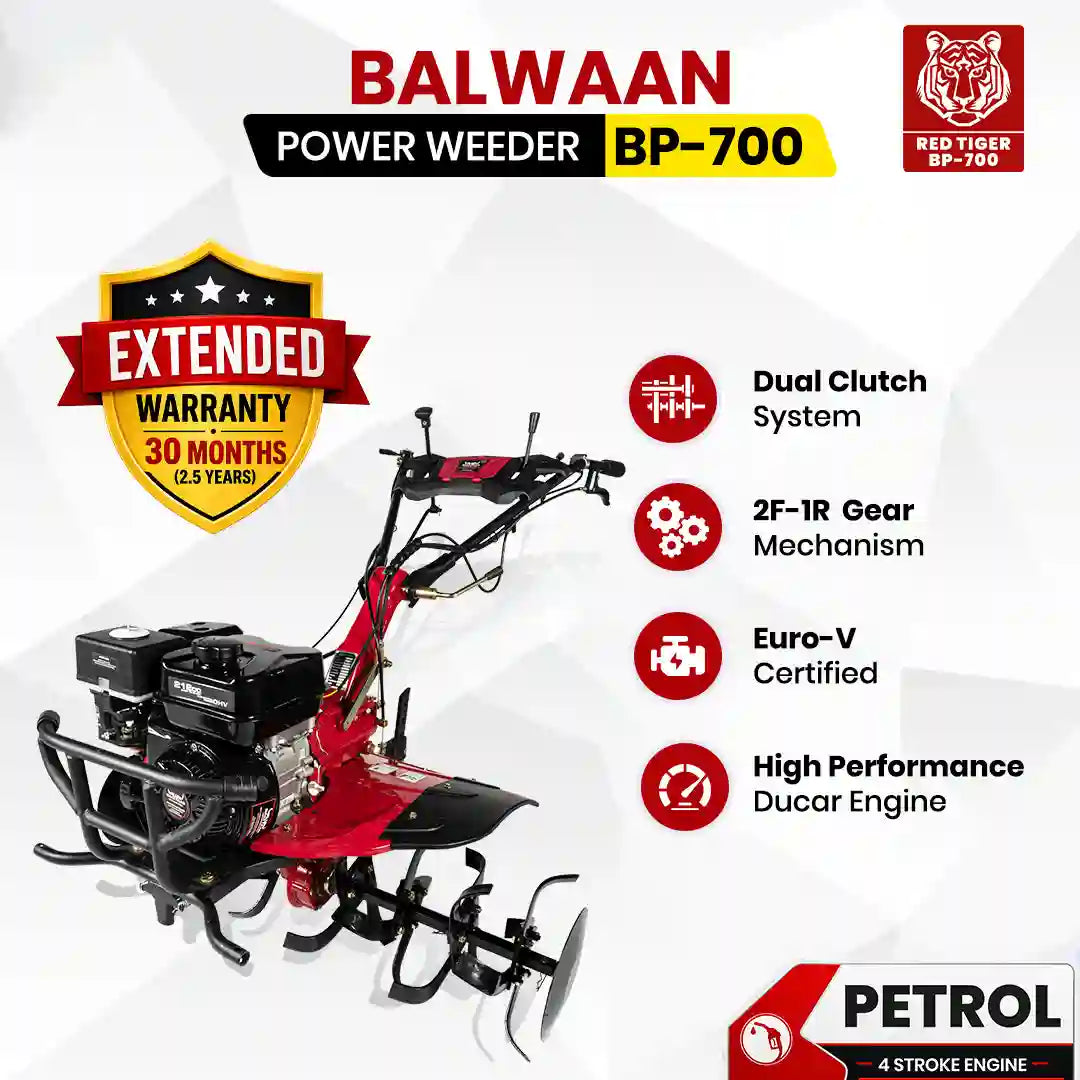 7HP 4 Stroke Power Weeder BP-700 | 212cc Powerful Euro (V) Petrol Engine | Dual Clutch Power Tiller