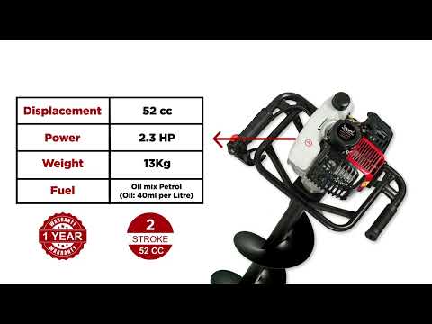 Balwaan 52cc Earth Auger with 12 Inch Planter| BE-52 (12 Inch) - supplier product video 1